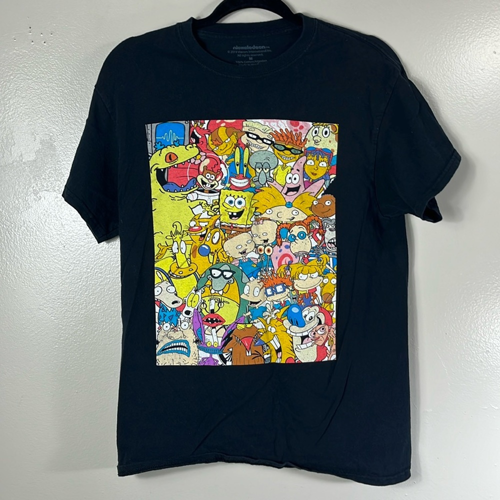 SpongeBob SquarePants Black Men's Size M Nickelodeon Characters  Tee-Shirt